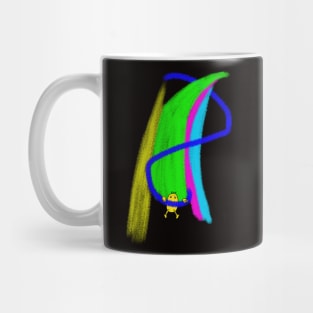 A creature clinging to coloured clouds Mug